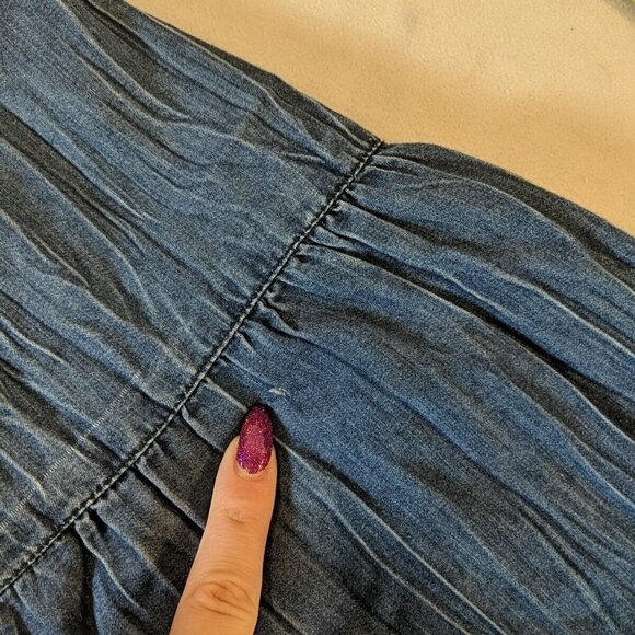 Alfred Dunner Beaded Denim Maxi Skirt 12P Elastic Waist Blue Jean Boho Midi - Picture 11 of 12